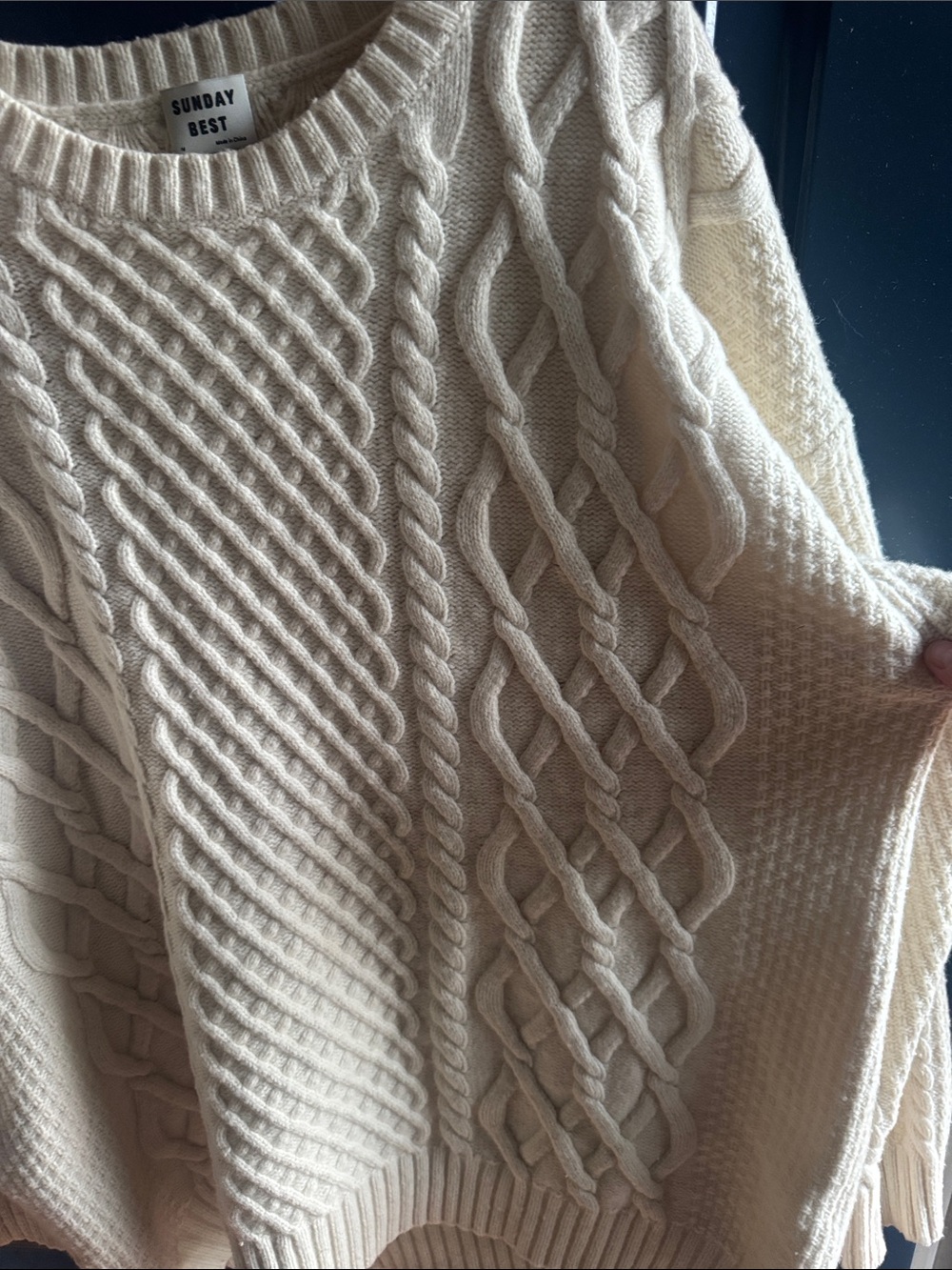 Sunday Best Merino Wool Blend Sweater Size Medium White/Cream - Picture 5 of 9